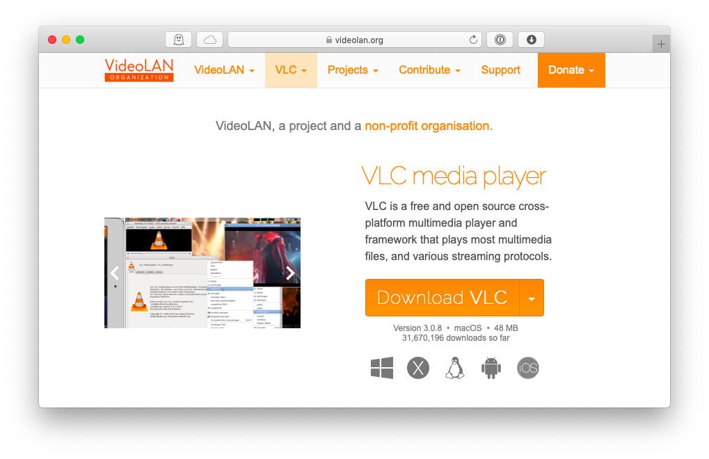 previous verrsions of vlc for mac